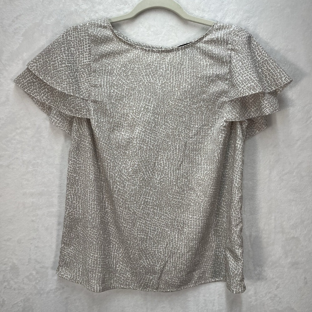 Banana Republic Flutter Sleeve Blouse Womens Small Animal Print